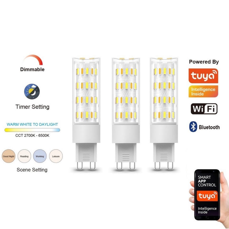 Immax NEO 07763C - LOT 3x Ampoule à intensité variable LED NEO LITE G9/4W/230V 2700-6500K Wi-Fi Tuya