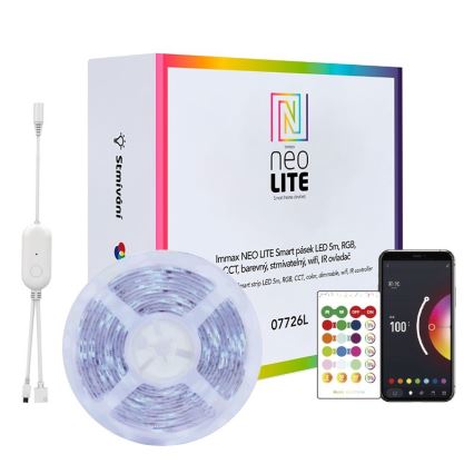 Immax NEO 07775L - LED RGB+CCT Ruban à intensité variable NEO LITE LED/48W/230V 10 m IP65 MUSIC Wi-Fi Tuya + télécommande