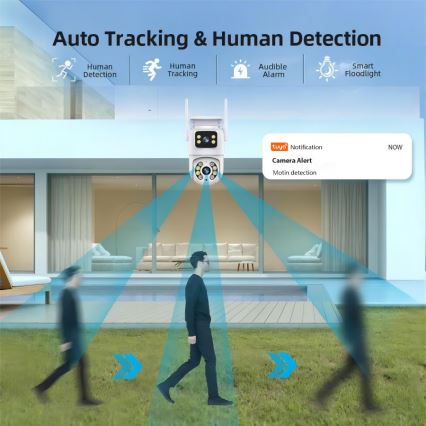 Immax NEO 07783L - Caméra extérieure connectée avec détecteur DOUBLE 355° P/T 2x2MP IP65 Wi-Fi Tuya