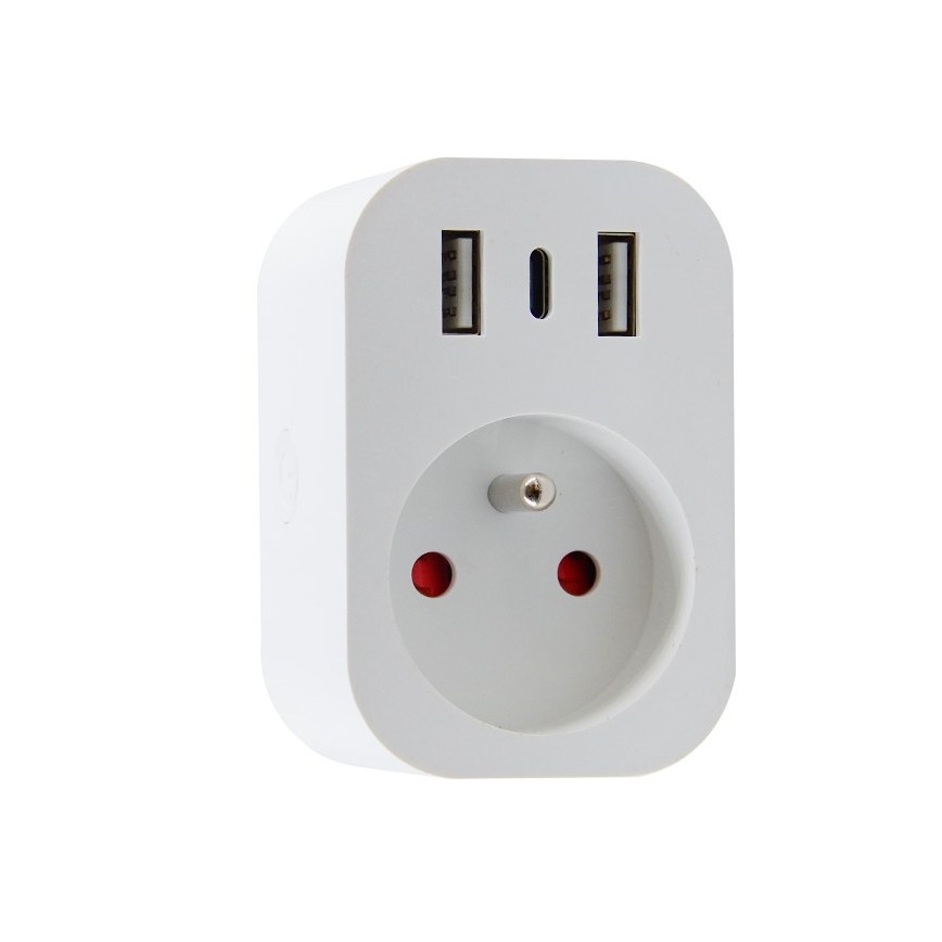 Immax NEO 07799L - Multiprise connectée 16A/230V + 2xUSB+1xUSB C Wi-Fi Tuya