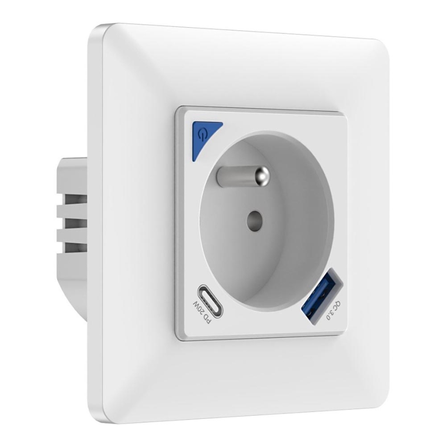 Immax NEO 07800L - Prise connectée 16A/230V + 1xUSB-A+1xUSB C Tuya