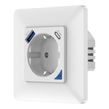 Immax NEO 07801L - Prise connectée 16A/230V + 1xUSB-A+1xUSB C Tuya