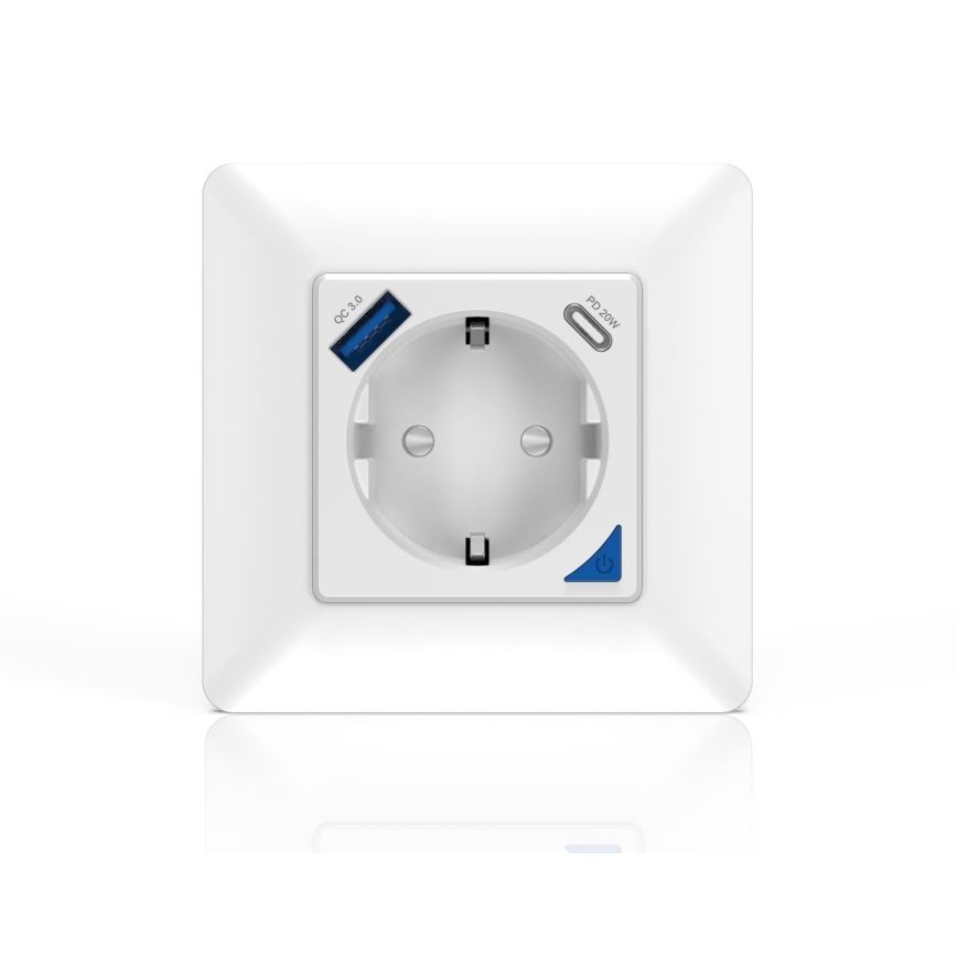 Immax NEO 07801L - Prise connectée 16A/230V + 1xUSB-A+1xUSB C Tuya