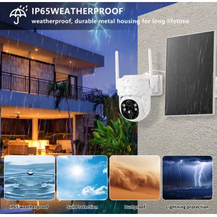 Immax NEO 07804L - Caméra solaire connectée pour l'extérieur avec détecteur 9000 mAh Wi-Fi Tuya IP65