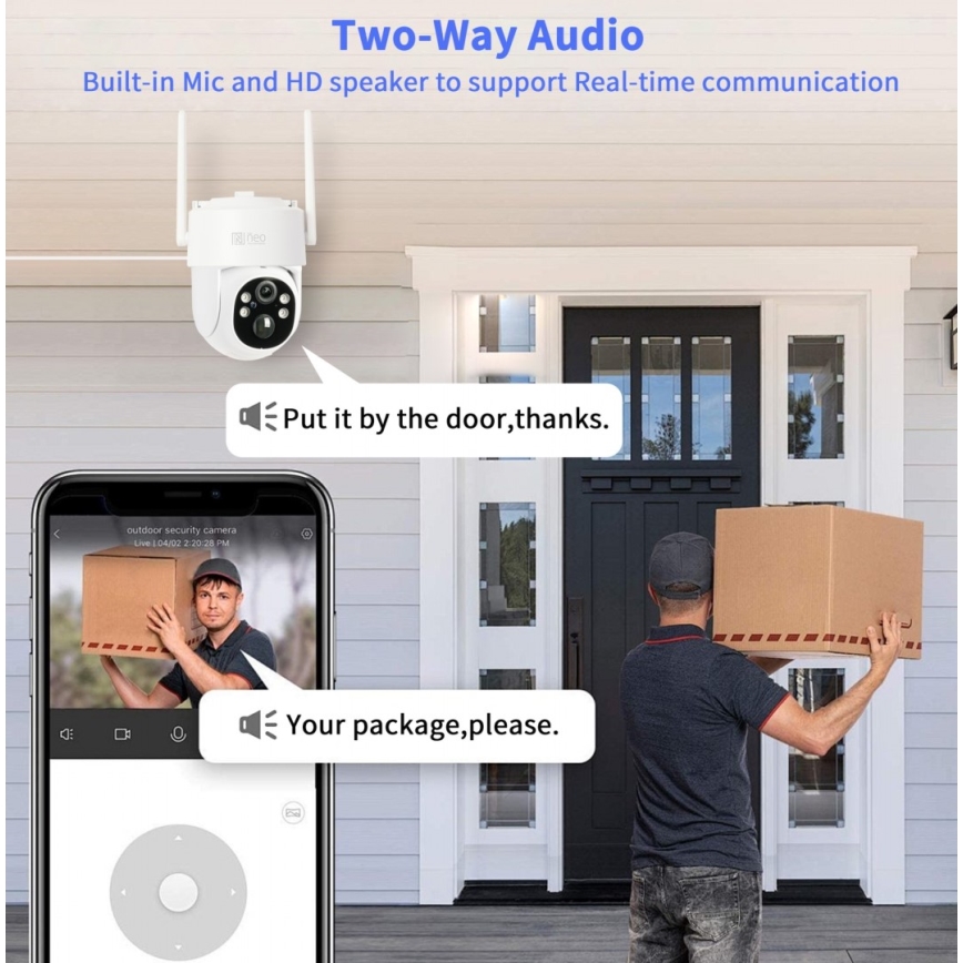 Immax NEO 07804L - Caméra solaire connectée pour l'extérieur avec détecteur 9000 mAh Wi-Fi Tuya IP65