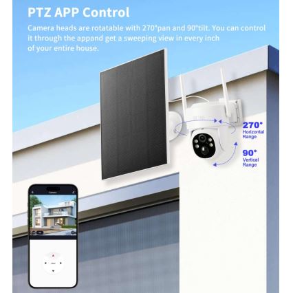 Immax NEO 07804L - Caméra solaire extérieure intelligente avec capteur, batterie 9000 mAh, IP65