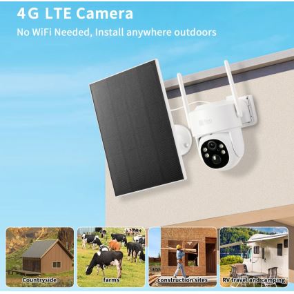 Immax NEO 07804L - Caméra solaire extérieure intelligente avec capteur, batterie 9000 mAh, IP65
