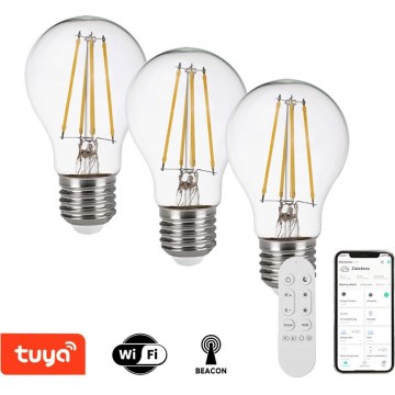 Immax NEO 07806CDO - Lot de 3 ampoules LED CCT dimmables E27/3W/230V Wi-Fi + télécommande