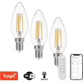 Immax NEO 07807CDO - Pack de 3 ampoules LED CCT dimmables E14/4W/230V Tuya Wi‑Fi + télécommande