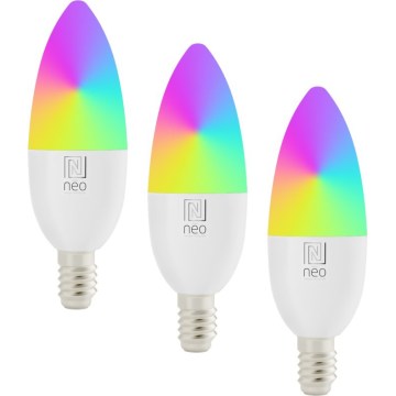 Immax NEO 07808C - Lot de 3 ampoules LED RGB+CCT dimmables E14/4,8W/230V