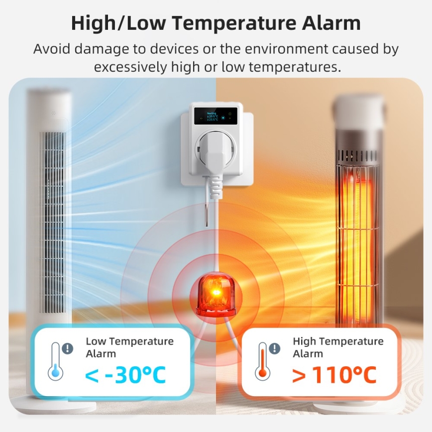 Immax NEO 07811L - Prise intelligente avec thermomètre F 3680W Tuya Wi-Fi