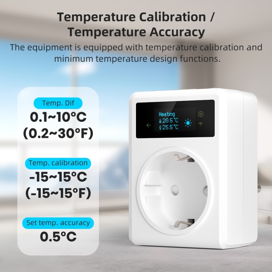 Immax NEO 07811L - Prise intelligente avec thermomètre F 3680W Tuya Wi-Fi