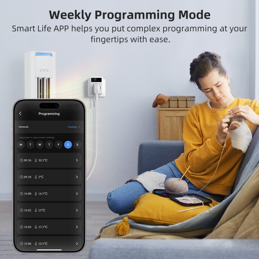 Immax NEO 07811L - Prise intelligente avec thermomètre F 3680W Tuya Wi-Fi