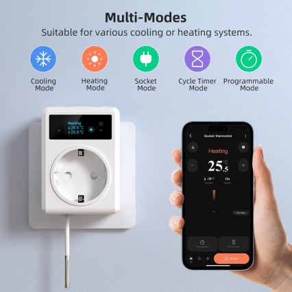 Immax NEO 07811L - Prise intelligente avec thermomètre F 3680W Tuya Wi-Fi