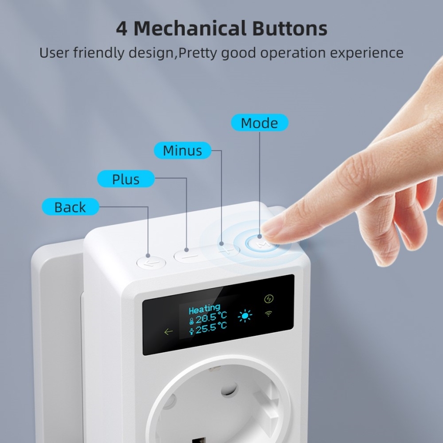 Immax NEO 07811L - Prise intelligente avec thermomètre F 3680W Tuya Wi-Fi