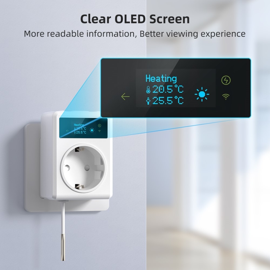 Immax NEO 07811L - Prise intelligente avec thermomètre F 3680W Tuya Wi-Fi