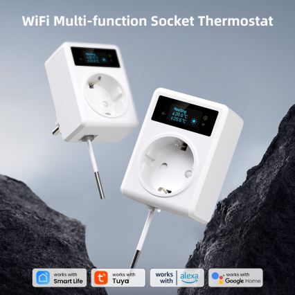 Immax NEO 07811L - Prise intelligente avec thermomètre F 3680W Tuya Wi-Fi