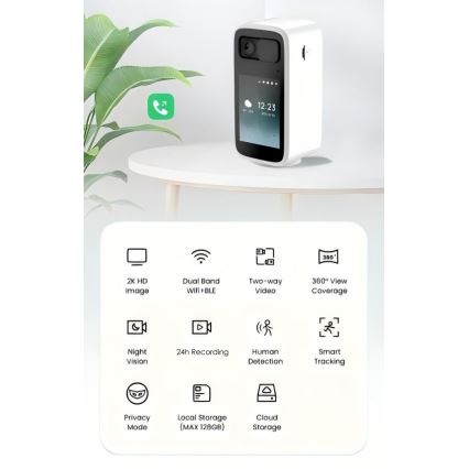 Immax NEO 07814L - Caméra d'intérieur intelligente avec capteur 4 Mpx, alimentation 5 V, Wi‑Fi