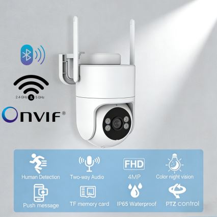 Immax NEO 07819L - Caméra extérieure intelligente avec capteur 4 MP 5V IP65 Tuya Wi-FI