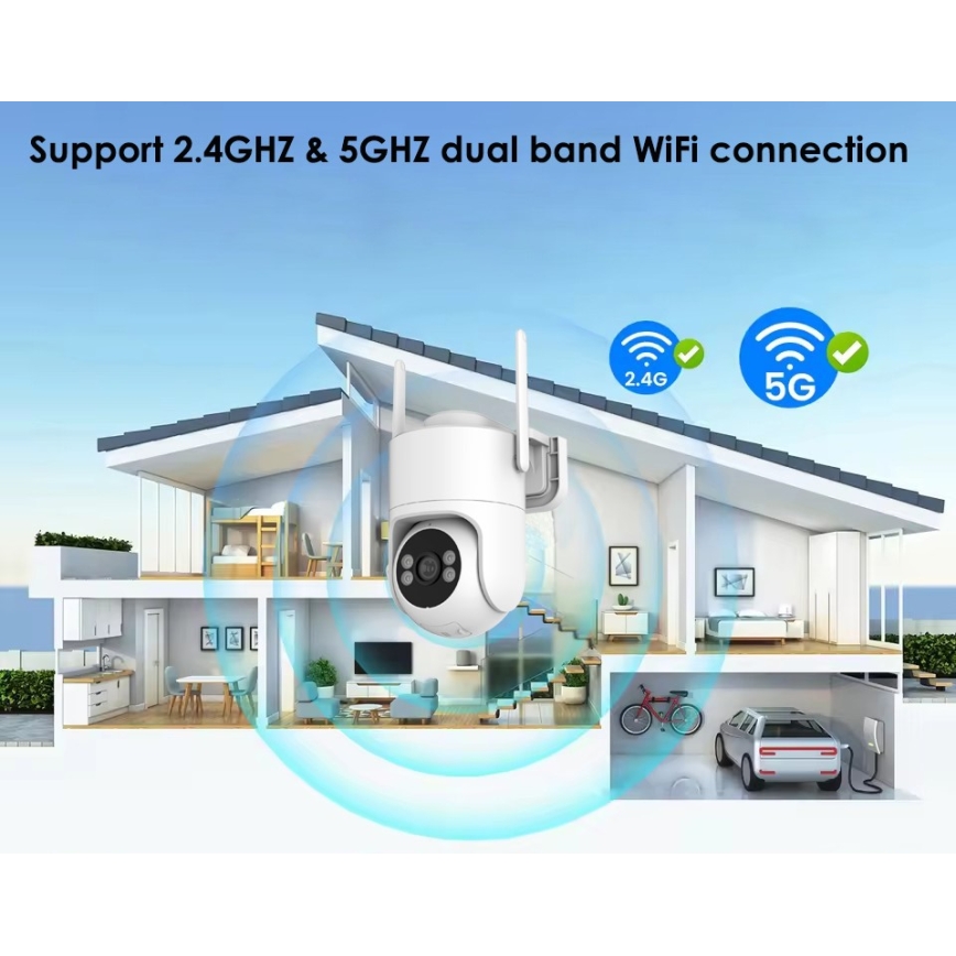 Immax NEO 07819L - Caméra extérieure intelligente avec capteur 4 MP 5V IP65 Tuya Wi-FI