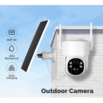 Immax NEO 07820L - Caméra solaire extérieure intelligente avec détecteur, batterie 6000 mAh, indice de protection IP65, compatible Tuya