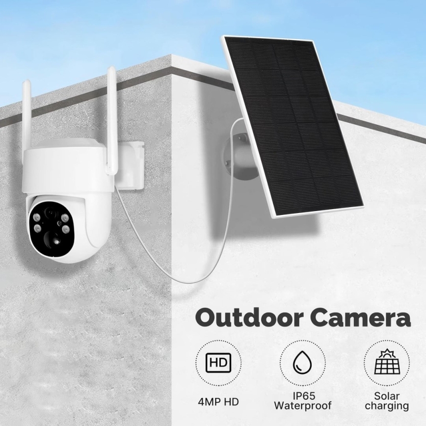 Immax NEO 07820L - Caméra solaire extérieure intelligente avec détecteur, batterie 6000 mAh, indice de protection IP65, compatible Tuya