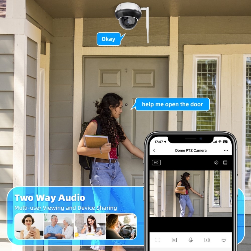 Immax NEO 07825L - Caméra dôme extérieure intelligente avec capteur 5 MP, 230 V, IP66, TUYA, Wi-Fi