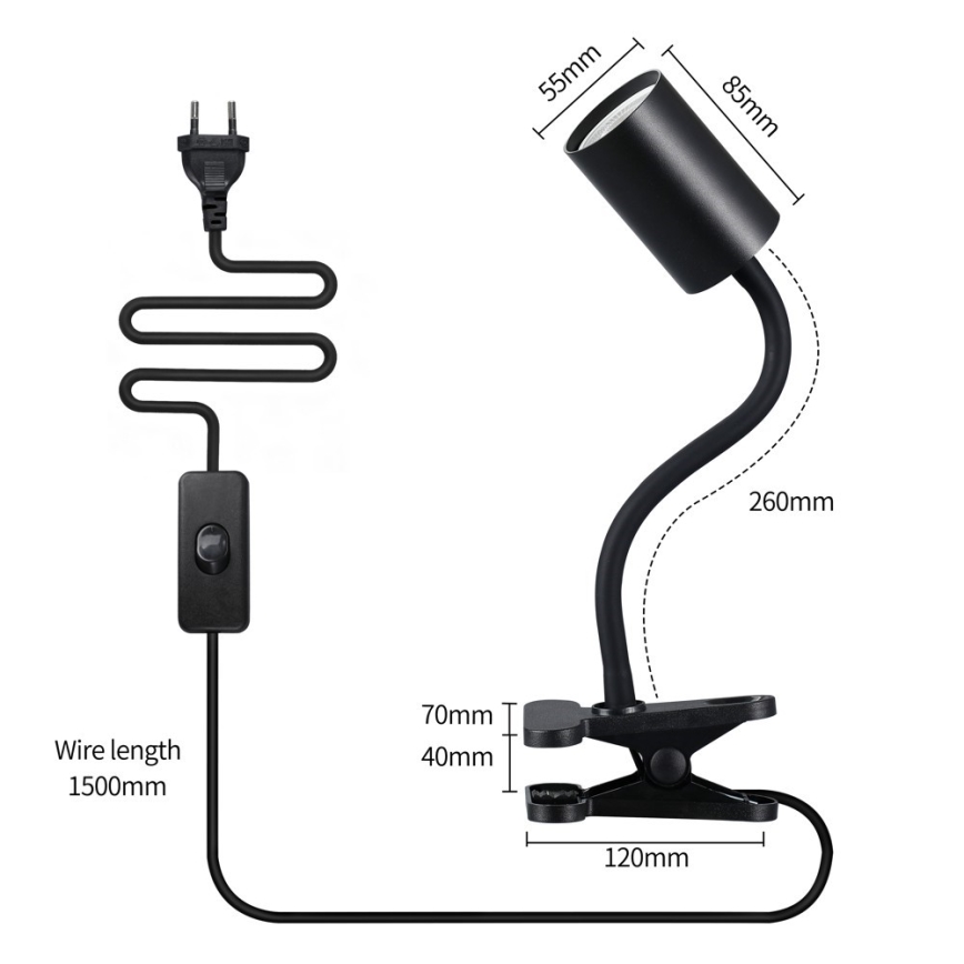 Immax NEO 08293L - Lampe flexible à pince PUNTO 1xGU10/9W/230V noire