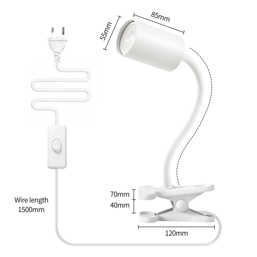 Immax NEO 08294L - Lampe orientable à pince PUNTO 1xGU10/9W/230V blanche