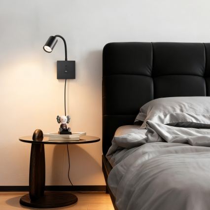 Immax NEO 08295L - Applique murale PUNTO avec port USB 1xGU10/9W/230V noire