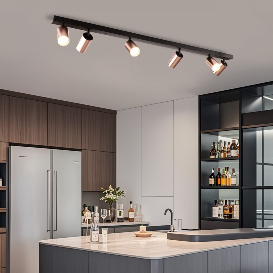 Immax NEO 08305L - Luminaire à spots PUNTO 6xGU10/9W/230V, finition or rose
