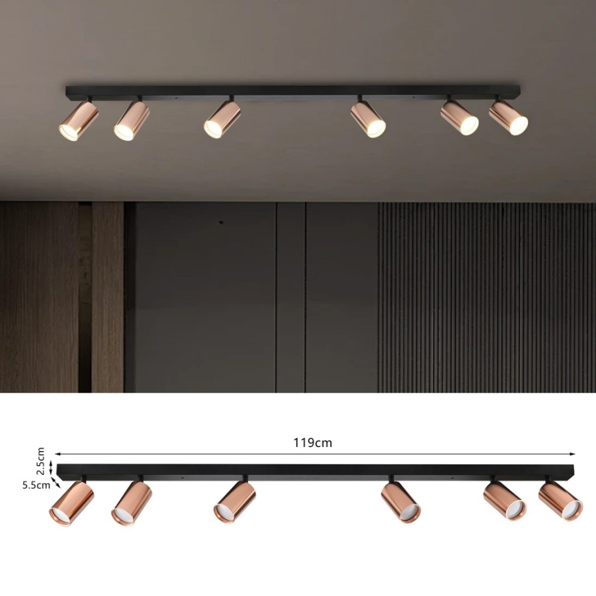 Immax NEO 08305L - Luminaire à spots PUNTO 6xGU10/9W/230V, finition or rose