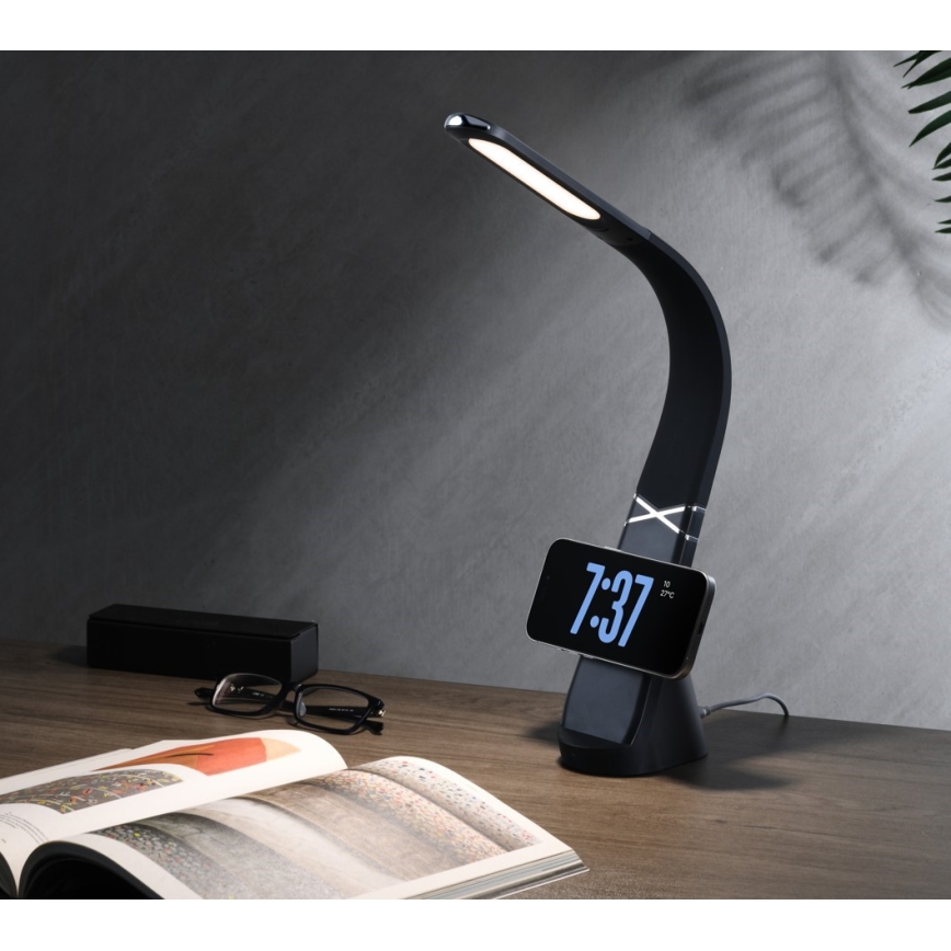 Immax NEO 09110L - Lampe de bureau LED dimmable avec recharge sans fil MAGIC LED/5W/230V noire