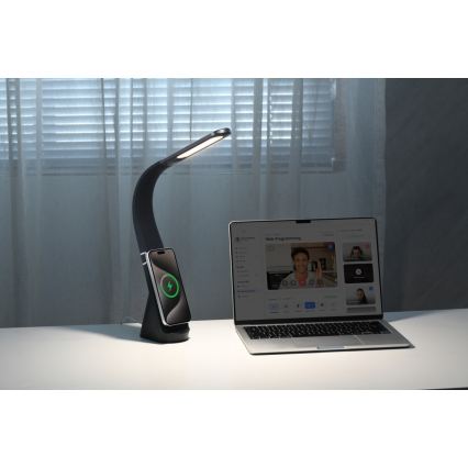 Immax NEO 09110L - Lampe de bureau LED dimmable avec recharge sans fil MAGIC LED/5W/230V noire