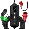 Immax - Station de charge de voyage pour voiture électrique type AC 16A/380V 11kW + prise 230V, 3,7kW 5m + étui