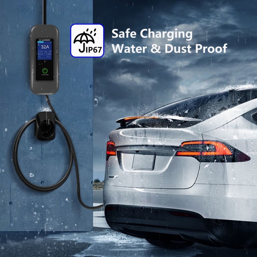 Immax - Station de charge de voyage pour voiture électrique AC Type 2 32A/380V 22kW + prise 230V 5m Wi-Fi Tuya