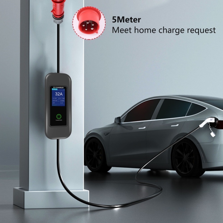 Immax - Station de charge de voyage pour voiture électrique AC Type 2 32A/380V 22kW + prise 230V 5m Wi-Fi Tuya