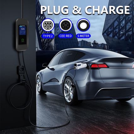 Immax - Station de charge de voyage pour voiture électrique AC Type 2 32A/380V 22kW + prise 230V 5m Wi-Fi Tuya