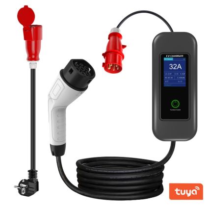 Immax - Station de charge de voyage pour voiture électrique AC Type 2 32A/380V 22kW + prise 230V 5m Wi-Fi Tuya