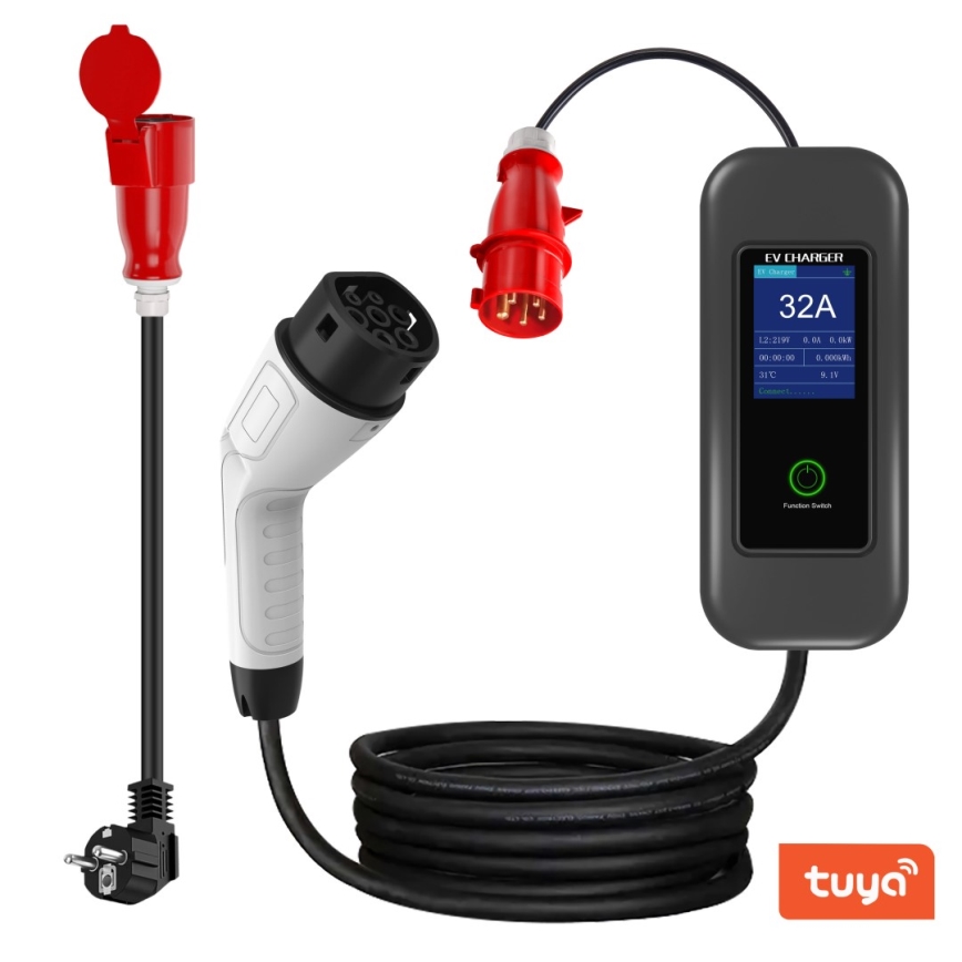Immax - Station de charge de voyage pour voiture électrique AC Type 2 32A/380V 22kW + prise 230V 5m Wi-Fi Tuya