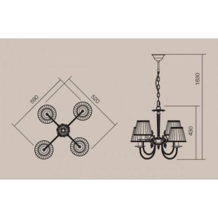 Incanti 02-657 - Suspension chaîne ILARIA 4xE14/28W/230V