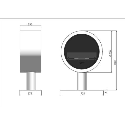 InFire - Cheminée BIO d. 70 cm 3kW noir