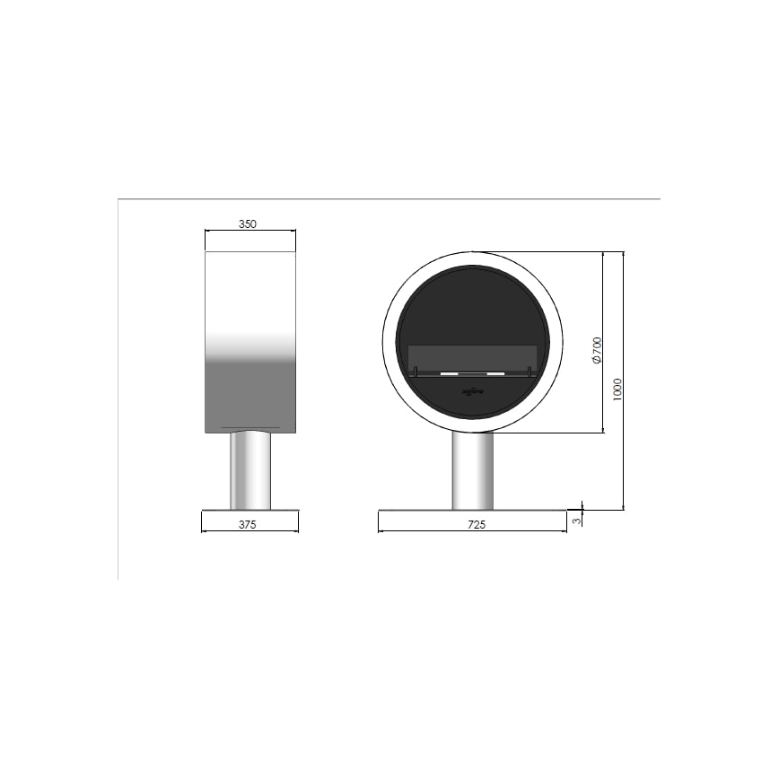 InFire - Cheminée BIO d. 72,5 cm 3kW blanc