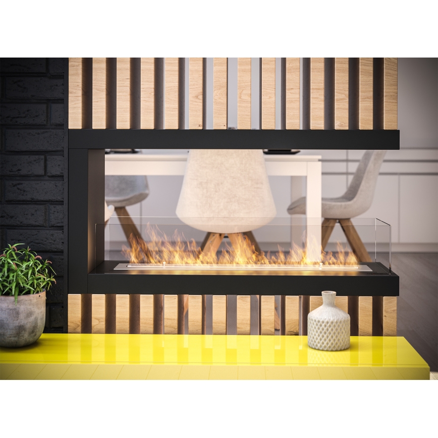 InFire - Cheminée BIO d'angle 100x50 cm 3kW bifacial