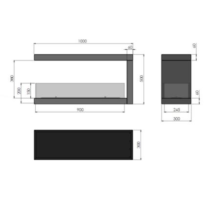 InFire - Cheminée BIO d'angle 100x50 cm 3kW bifacial