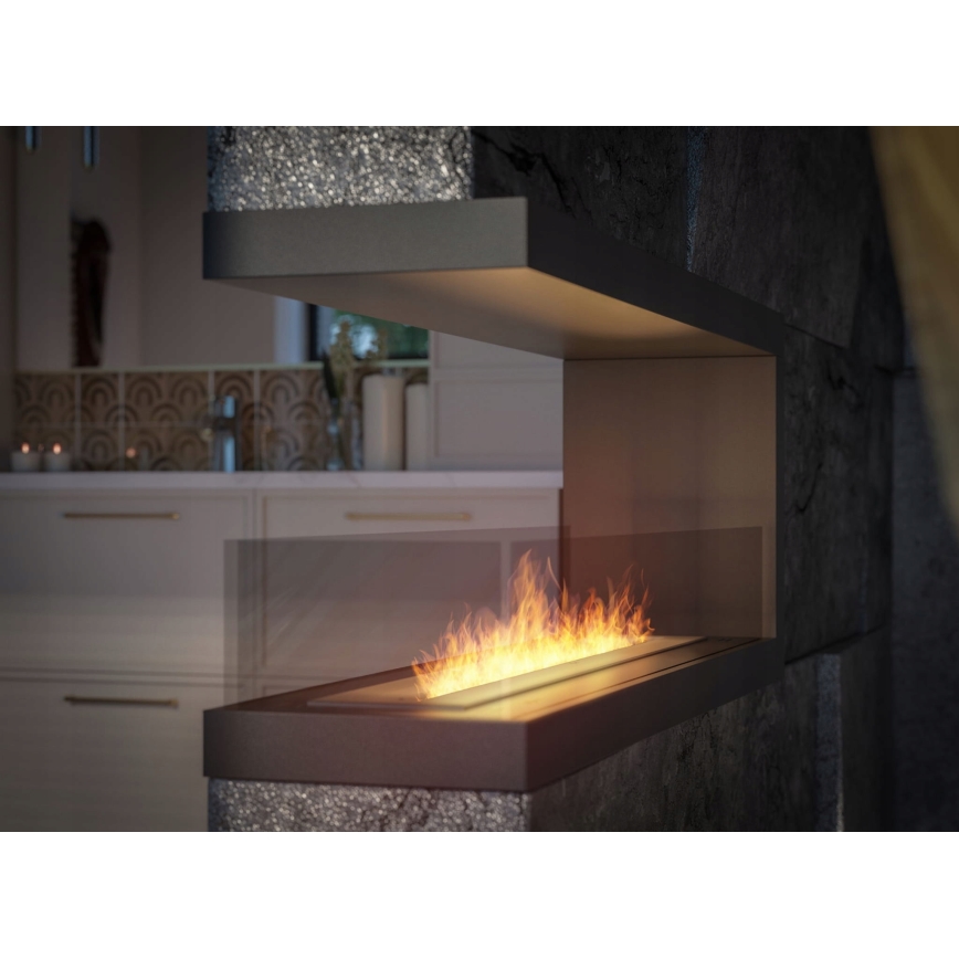 InFire - Cheminée BIO d'angle 120x50 cm 3kW bifacial