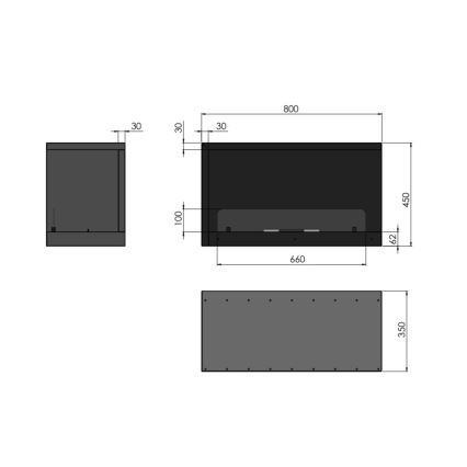 InFire - Cheminée BIO d'angle 80x45 cm 3,5kW noire