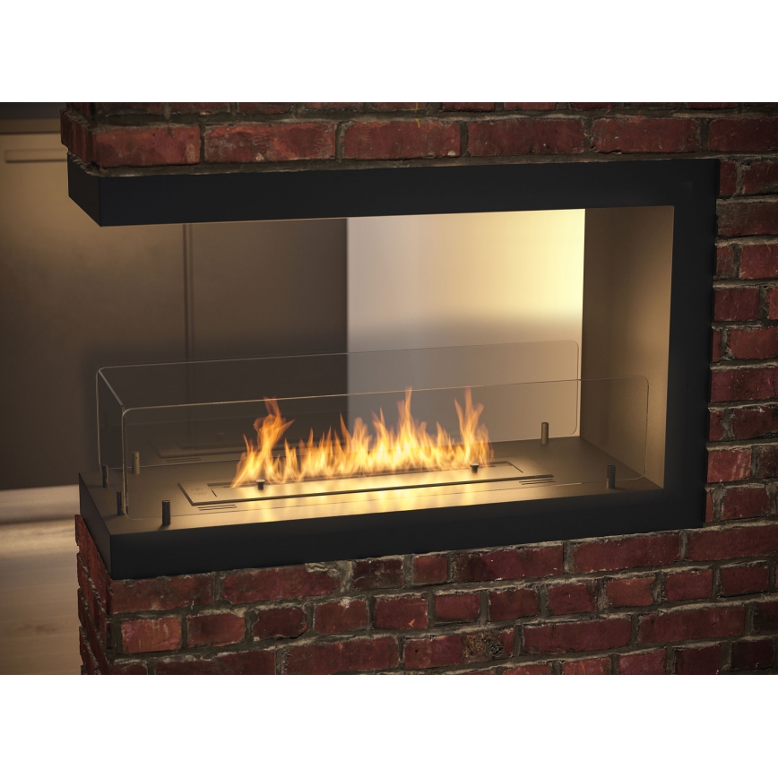 InFire - Cheminée BIO d'angle 80x50 cm 3kW bifacial