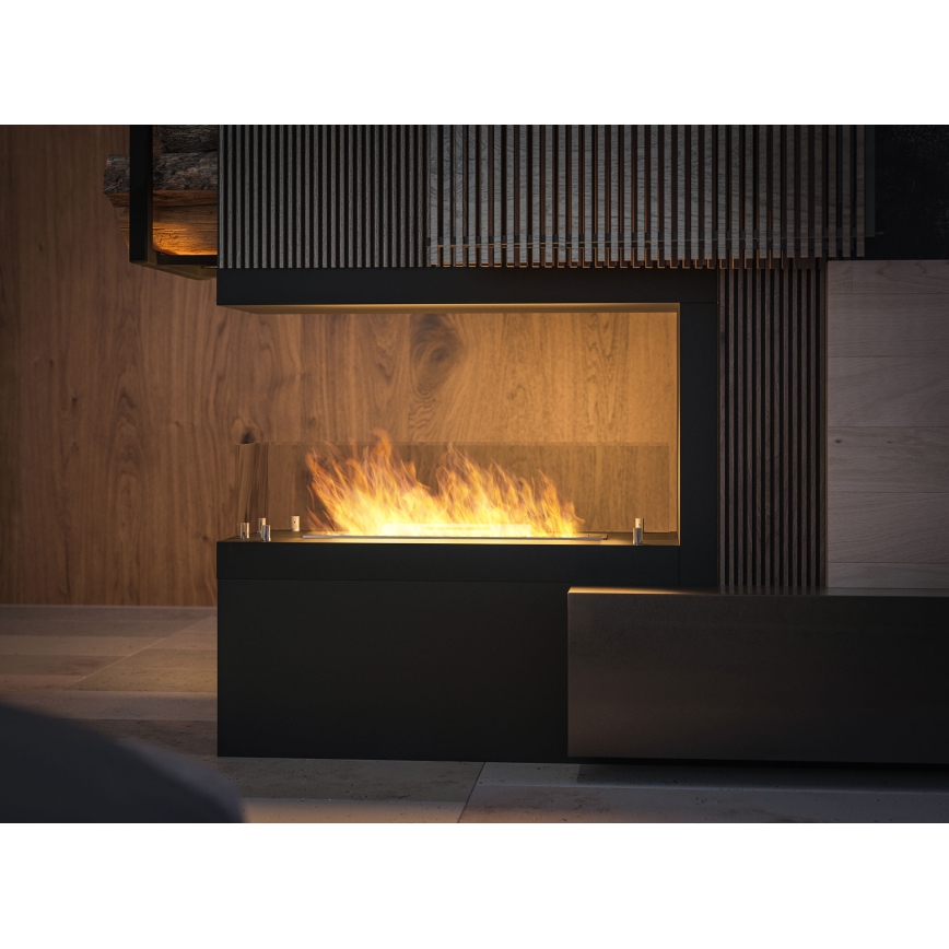 InFire - Cheminée BIO d'angle 80x50 cm 3kW bifacial