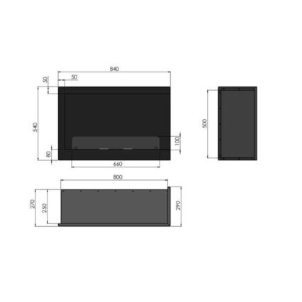 InFire - Cheminée BIO d'angle 84x54 cm 3kW noire